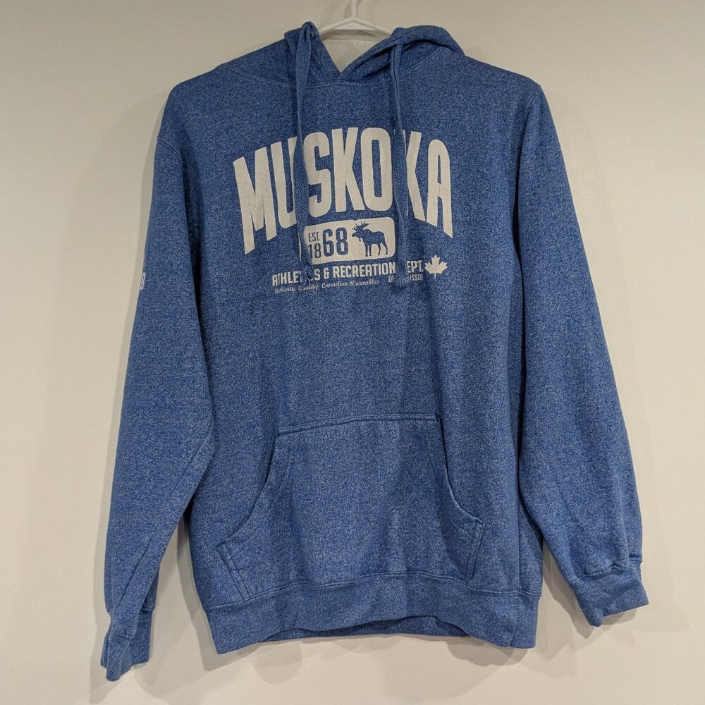 Big Bear Muskoka Athletics & Recreation Dept. Heathered Hoodie Blue Size Small